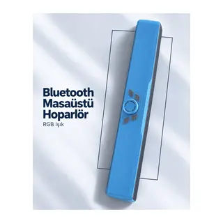 USB Bellek ve TF Kart Destekli Şarj Edilebilir Bluetooth Masaüstü Hoparlör Mavi