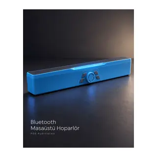 Döner Kontrol Düğmeli Bluetooth 5.4 Kablosuz Hoparlör 6 W RGB Işıklı Mavi
