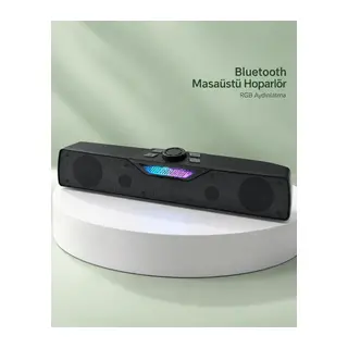 Kablosuz Müzik Dinleme Bluetooth Hoparlör RGB Aydınlatmalı Siyah