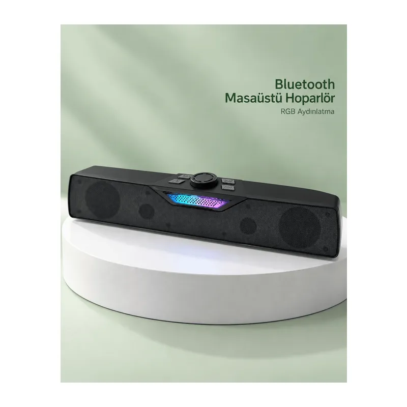 Kablosuz Müzik Dinleme Bluetooth Hoparlör RGB Aydınlatmalı Siyah