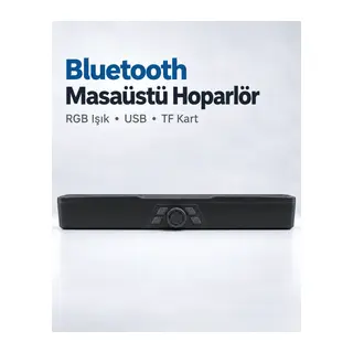 Döner Kontrol Düğmeli RGB Işıklı Bluetooth 5.4 Hoparlör Type C Şarj Girişli Siyah