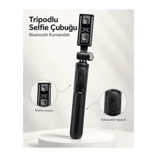 Fotoğraf ve Video Çekimleri İçin Kablosuz Kumandalı Telefon Selfie Çubuğu