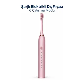 Pembe Şarjlı Elektrikli Diş Fırçası 6 Modlu
