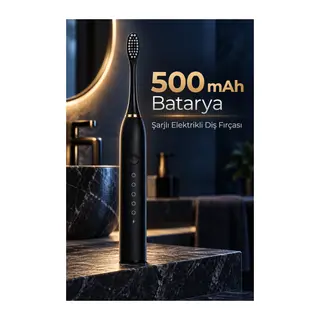 Siyah Şarjlı Elektrikli Diş Fırçası 6 Modlu