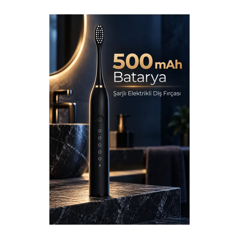Siyah Şarjlı Elektrikli Diş Fırçası 6 Modlu