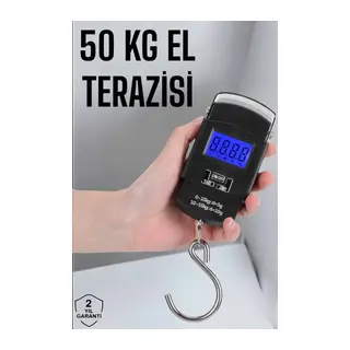 50 Kg El Kantarı Ağırlık Ölçer Dijital Ekranlı Kancalı Portatif