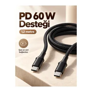 60W PD Hızlı Şarj Destekli LED Göstergeli Type C Kablo