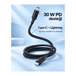 PD Hızlı Şarj Destekli LED Göstergeli Lightning Kablo