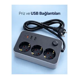 Elektrik ve Şarj Bağlantılarını Bir Arada Sunan USB ve Type C Çıkışlı Akım Korumalı Priz