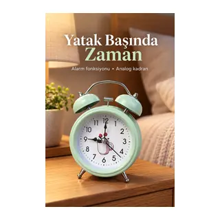 Desenli Kadranlı Analog Masa Saati Alarm Özellikli