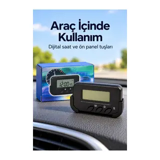 Kronometreli Oto Saat Alarm ve Dijital Ekranlı