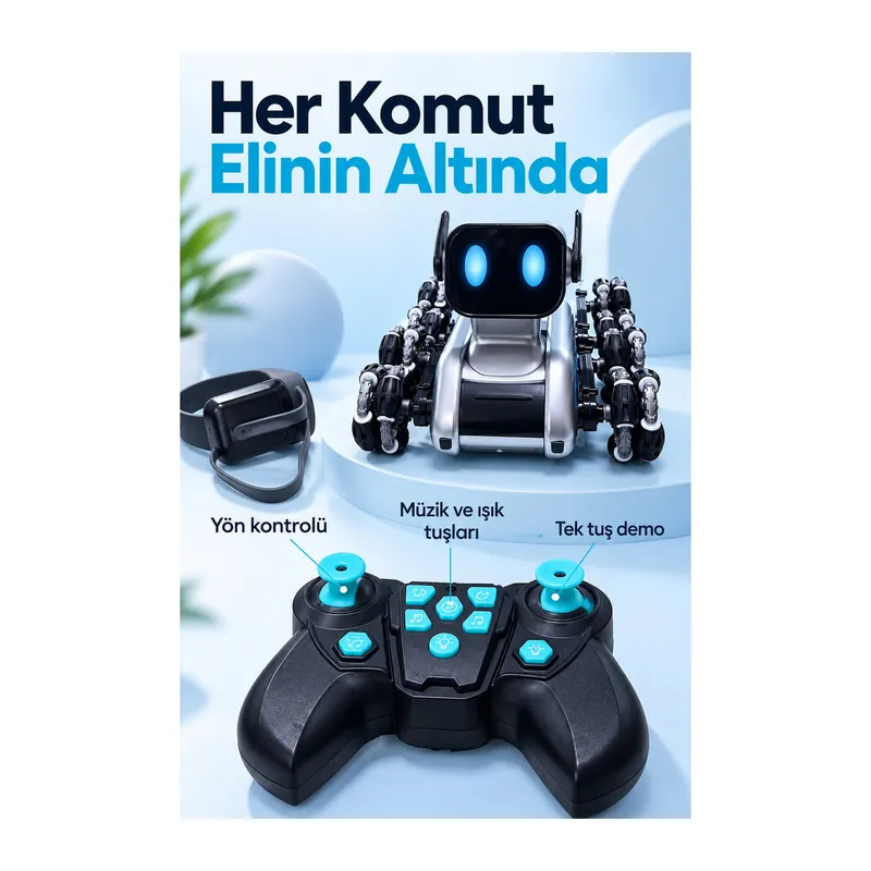 Tek Tuş Demo Özellikli Kumandalı Robot Köpek