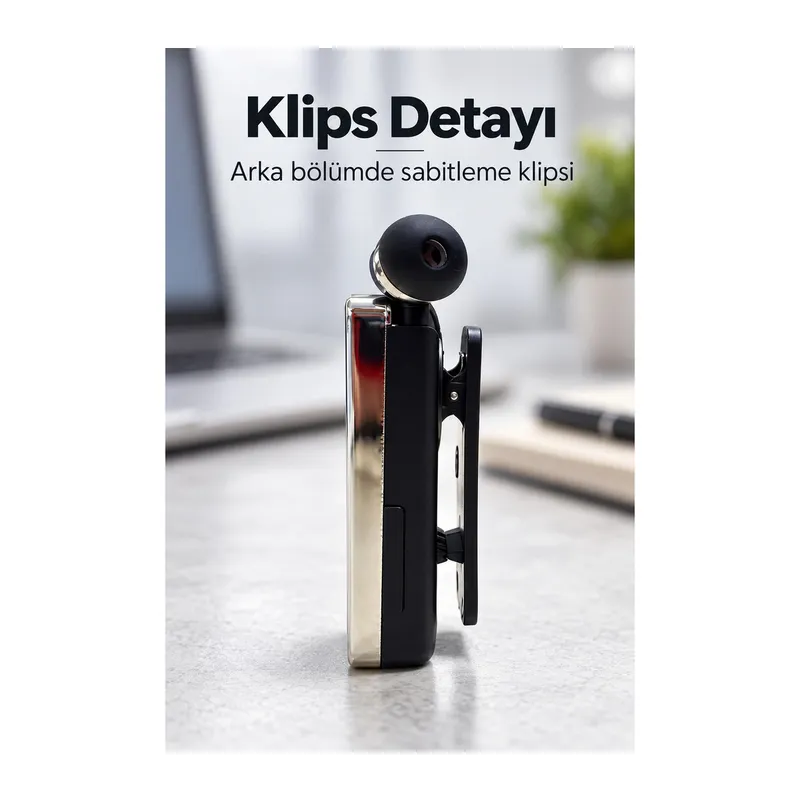 Klipsli Bluetooth Kulaklık Şarj Kablolu ve Yedek Uçlu