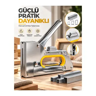 Güçlü Metal Gövdeli Manuel Zımba Tabancası No.13 4-6-8 mm Döşeme Kumaş Ahşap Sabitleme