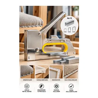 Profesyonel Kullanıma Uygun Manuel El Tipi Zımba Tabancası No.13 4-6-8 mm Güçlü Metal Gövde