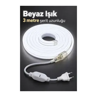 Şerit Aydınlatma 3 Metre Beyaz Gövdeli Kablolu Model