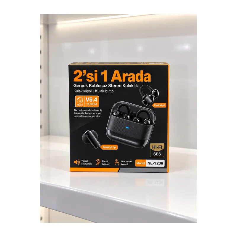 Kablosuz Bluetooth Kulaklık 4 Kulaklıklı 2’si 1 Arada Siyah