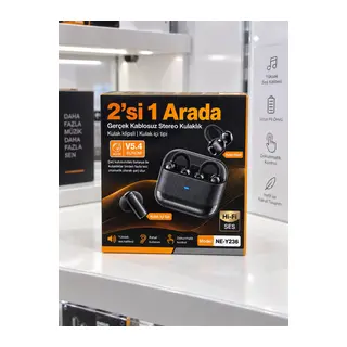 2’si 1 Arada Kablosuz Bluetooth Kulaklık 4 Kulaklıklı Klipsli ve Kulak İçi Tasarım Hi Fi Ses Dokunmatik Kontrol V5.4 Şarj Kutulu Siyah
