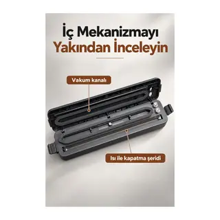 Poşet Ağzı Kapatma ve Vakumlama Makinesi Siyah