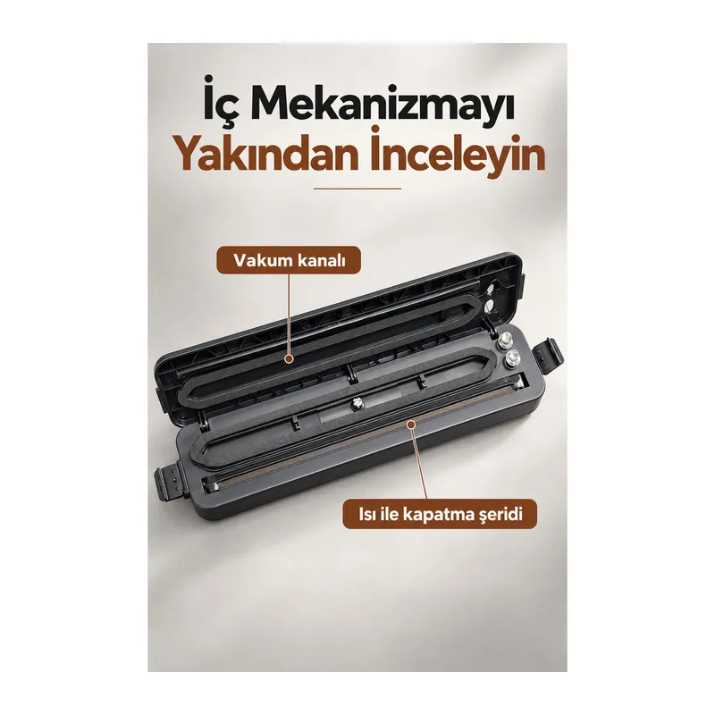 Poşet Ağzı Kapatma ve Vakumlama Makinesi Siyah