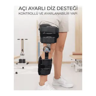 Kısa Açı Ayarlı Dizlik Menteşeli Ortopedik Diz Desteği Ayarlanabilir Sabitlemeli