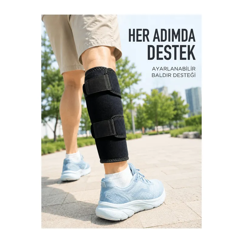 Alt Baldır Destekliği Çift Sabitleme Bantlı Ayarlanabilir Spor Baldırlığı
