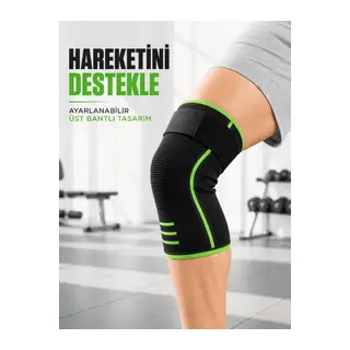 Sporcu Dizlik Üst Destek Bantlı Esnek Örme Diz Koruyucu Kadın Erkek