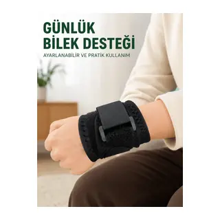 Siyah Bilek Destekliği Cırtlı Ayarlanabilir Bilek Bandı Spor ve Günlük Kullanım