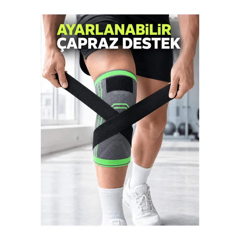 Kadın Erkek Sporcu Dizliği Esnek Örme Ayarlanabilir Bantlı Diz Desteği