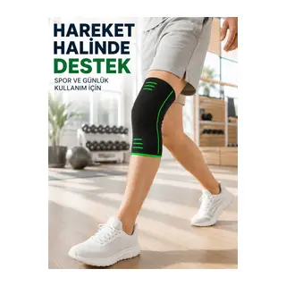 Örme Spor Dizlik Siyah Yeşil Esnek Diz Destekleyici Günlük Kullanım