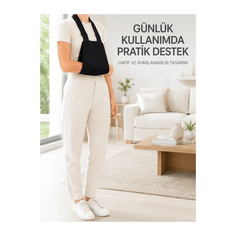 Kol Destek Askısı Ayarlanabilir Boyun Bantlı Rahat Kullanım Siyah