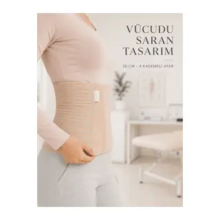 Doğum Sonrası Abdominal Korse 26 cm 4 Kademe Ayarlı Karın Toparlayıcı Korse