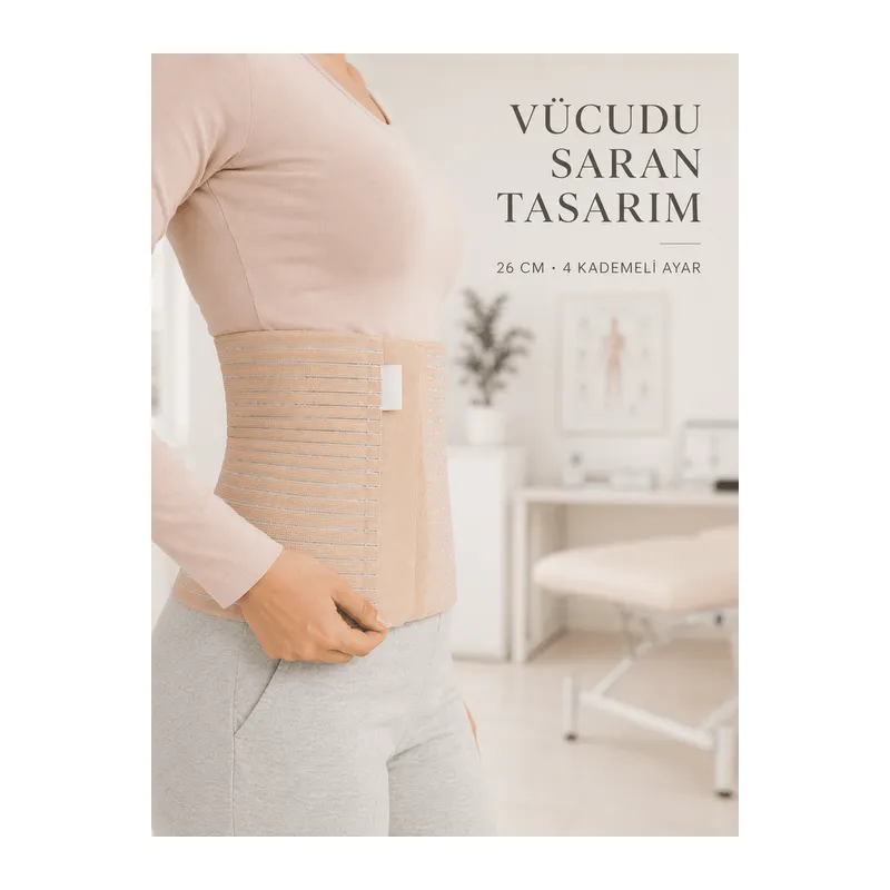 Doğum Sonrası Abdominal Korse 26 cm 4 Kademe Ayarlı Karın Toparlayıcı Korse