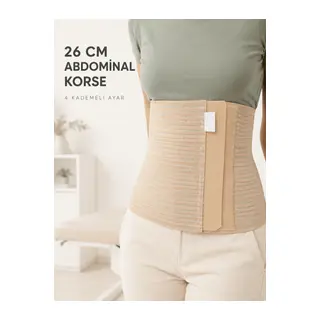 Abdominal Doğum Sonrası Korse 26 cm Geniş 4 Kademeli Cırtlı Ayarlanabilir