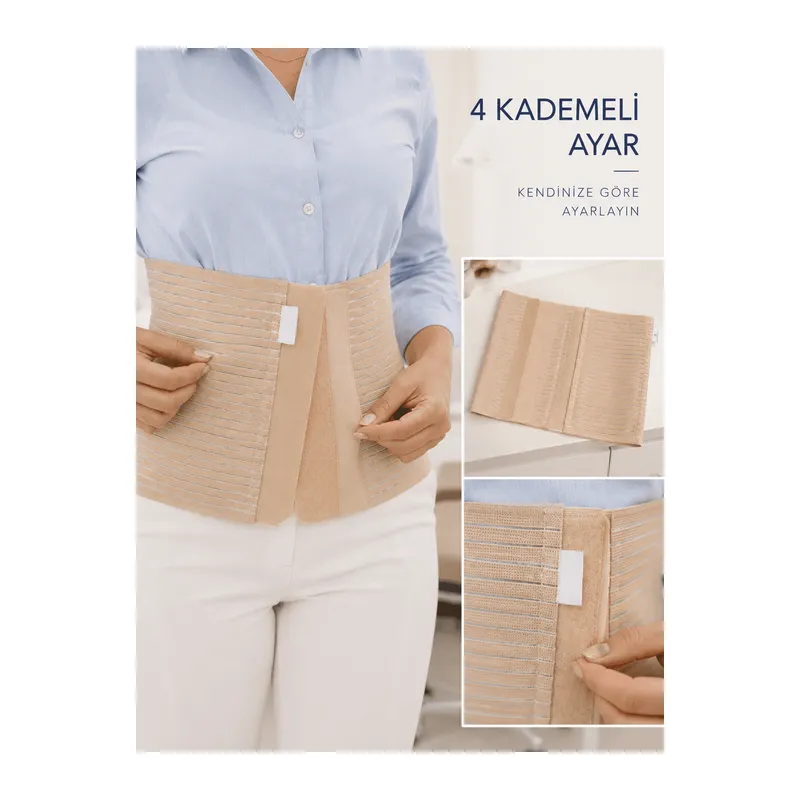 Kadın Abdominal Korse 26 cm Karın ve Bel Bölgesi 4 Kademeli Ayarlanabilir Korse