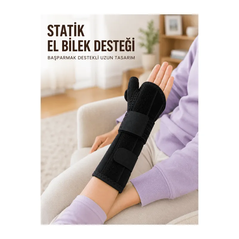 Başparmak Destekli El Bilek Ateli Metal Destekli Statik Bileklik Ayarlanabilir