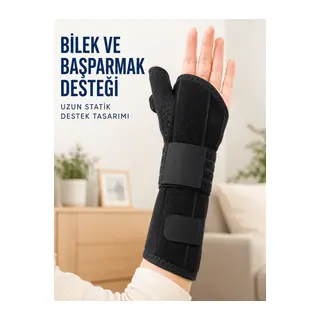 Başparmak ve El Bilek Destek Ateli Metal Destekli Ayarlanabilir Cırtlı Bileklik