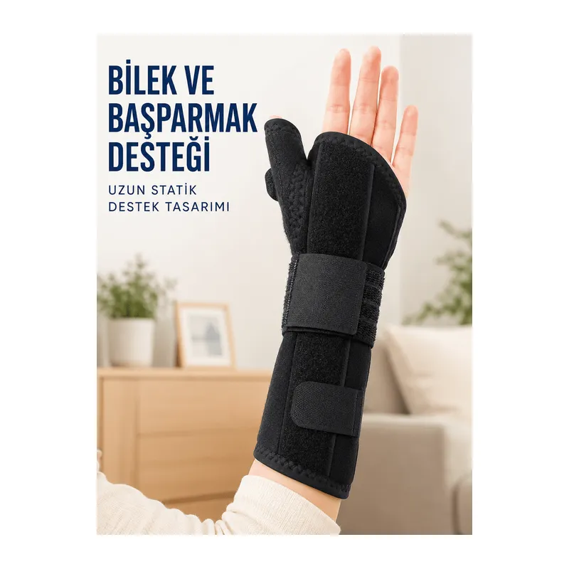 Başparmak ve El Bilek Destek Ateli Metal Destekli Ayarlanabilir Cırtlı Bileklik