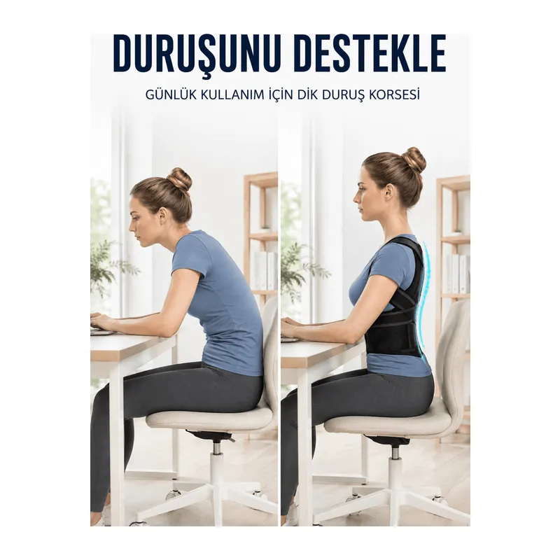 Omuz Sırt Bel Destek Korsesi Fileli Dik Duruş ve Postür Destekleyici Korse