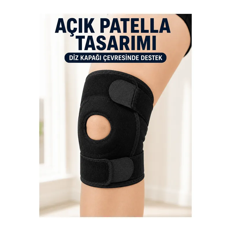 Patella Destekli Kısa Dizlik Ayarlanabilir Bantlı Diz Koruyucu Destek