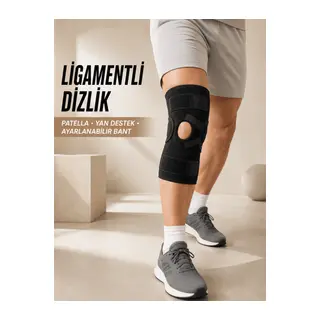 Ligament Destekli Dizlik Ayarlanabilir Cırtlı Açık Patella Diz Destekliği