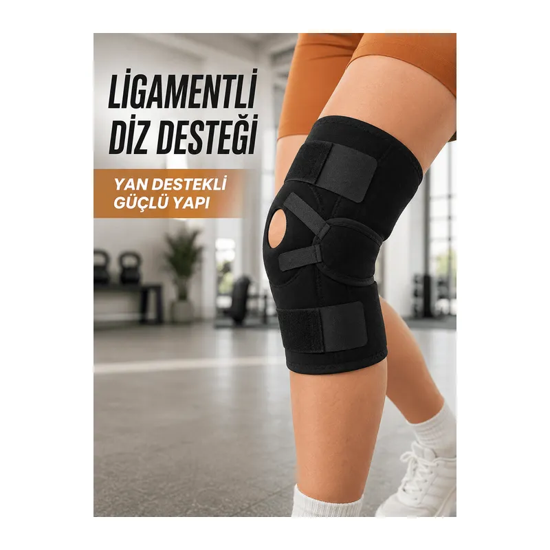 Ligamentli Sporcu Dizliği Patella Destekli Ayarlanabilir Bantlı Diz Koruyucu