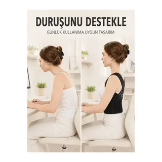 Dik Duruş ve Postür Korsesi Ayarlanabilir Çapraz Lastikli Sırt Bel Desteği