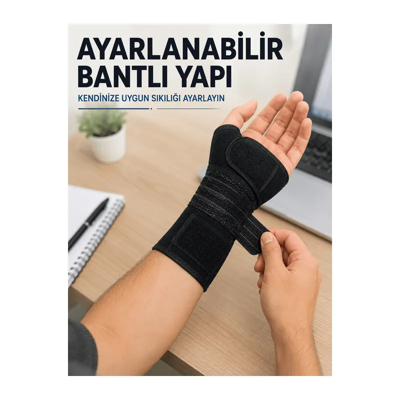 Metal Destekli El Bilek Ateli Ayarlanabilir Bantlı Bileklik Başparmak Açık