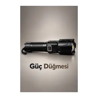 Dijital Göstergeli LED El Feneri Type C Şarjlı Teleskopik Zoom Özellikli