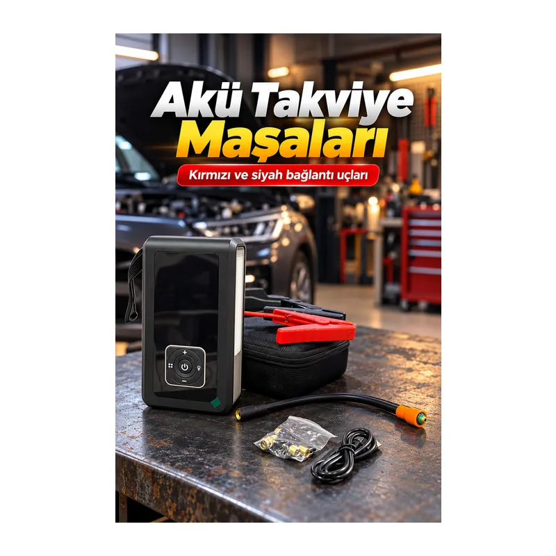 Taşınabilir Akü Takviye Cihazı ve Powerbank Özellikli Lastik Şişirme Pompası
