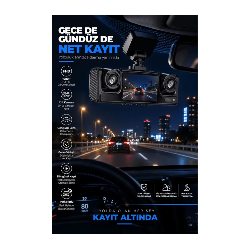 Full HD 1080P Döngüsel Kayıtlı Araç Kamerası