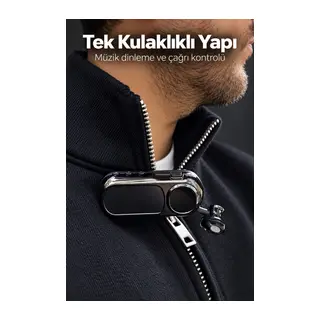 Yaka Klipsli Makaralı Bluetooth Tek Kulaklık