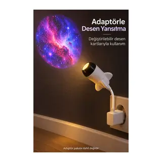 USB Projeksiyon Lambası Ay ve Gezegen Desenli