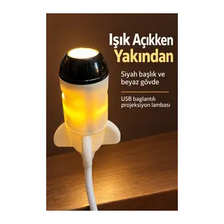 USB Projeksiyon Lambası Değiştirilebilir Desen Kartlı Roket Tasarımlı